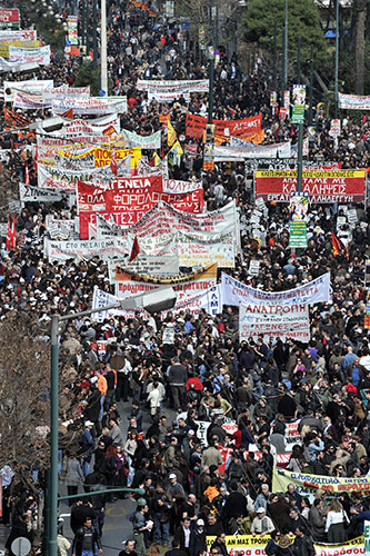 Greek demonstration during a general strike