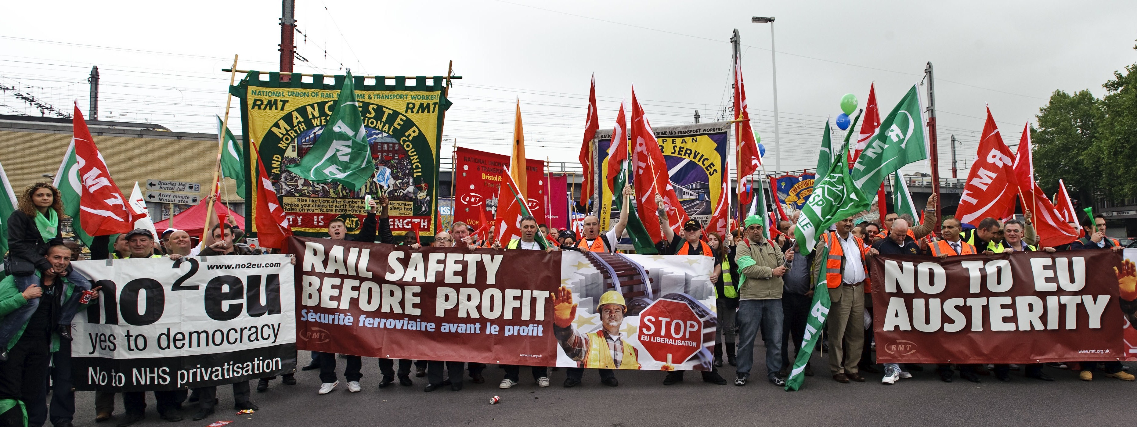 Protests at ConDem austerity policies which stem from the EU