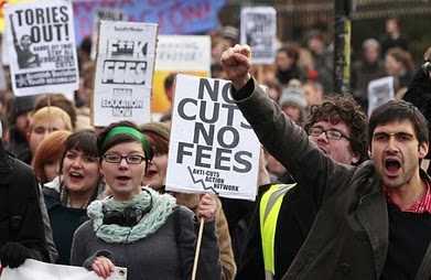 Students demonstrating in 2010-11