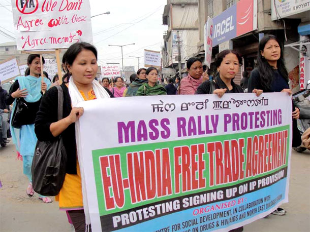 Indian workers protest against EU/India Free Trade Agreement