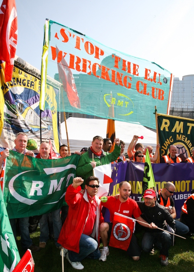 Demonstration in Brussels by transport workers' unions