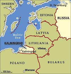Map locating position of Kaliningrad
