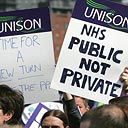Protestors defending the NHS